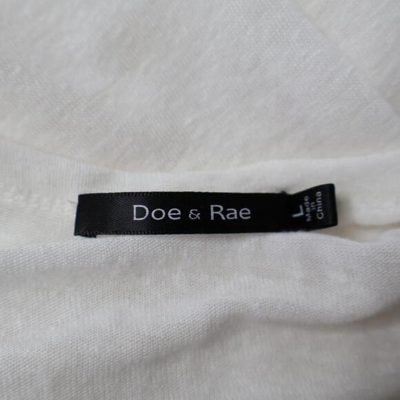 Doe & Rae Long White Duster Cardigan Lightweight Buttons Linen Modal Beachy Sz L - Picture 5 of 9